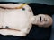Resuscitation mannequin on a stretcher