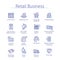 Retail business set icons. Shop sales analytics