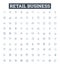 Retail business vector line icons set. Shops, Retailers, Merchandise, Selling, Storefronts, Outlets, Goods illustration