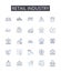 Retail industry line icons collection. Advertising business, Fashion sector, Banking industry, Construction trade