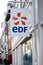 Retail of the logo of the brand EDF the french electricity provider signage