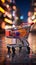 Retail rendezvous Shopping cart amidst blurred store bokeh, symbolizing dynamic shopping experience