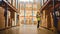 Retail Warehouse full of Shelves with Goods in Cardboard Boxes, Female Worker Scans and Sorts Pack