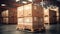 Retail Warehouse full of Shelves with Goods in Cardboard Boxes and Packages.