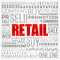 Retail word cloud collage, business concept background