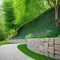 Retaining Wall Design with Concrete and Stone Collar for Garden and Park Landscaping amidst
