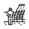 retaining wall installation repair line icon vector illustration