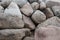 Retaining wall made of stones, boulders.