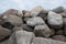 Retaining wall made of stones, boulders.