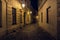 Retezova Street in Prague at Night, a Mysterious, Dark Cobblestone Alley