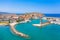 Rethymno city at Crete island in Greece. Aerial view of the old venetian harbor