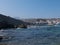 Rethymno, Greece - July 31, 2016: Rocky Mediterranean beach.