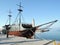 RETHYMNO, GREECE - June 15, 2017: The replica of the medieval pirate warship is used for tourist trips along the coast of Crete