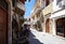 RETHYMNO, GREECE - MAY 27, 2017: Buildings and cafe in old town of Rethymno.