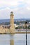 Rethymno, Greece, September 30 2018 View of the port of Rethymno and its lighthouse