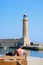 Rethymno lighthouse and harbour, Crete.