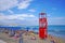 Rethymnon, Crete, Greece September 30 2018 View of Rethimnon beach full of tourists even in late summer