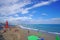 Rethymnon, Crete, Greece September 30 2018 View of Rethimnon beach full of tourists even in late summer