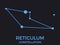 Reticulum constellation. Stars in the night sky. Cluster of stars and galaxies. Constellation of blue on a black background.