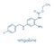 Retigabine ezogabine anticonvulsant drug molecule. Used in treatment of seizures epilepsy. Skeletal formula.