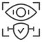 Retina recognition approved line icon. Eye identification and check vector illustration isolated on white. Biometric