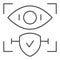 Retina recognition approved thin line icon. Eye identification and check vector illustration isolated on white