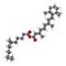 Retinyl palmitate vitamin supplement molecule. Ester of vitamin A retinol and palmitic acid. 3D rendering. Atoms are represented