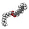 Retinyl palmitate vitamin supplement molecule. Ester of vitamin A retinol and palmitic acid. 3D rendering. Atoms are represented