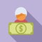 Retire compensation icon flat . Business money
