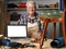 Retired carpenter with laptop