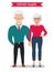 Retired couple in creative flat vector cartoon character design.