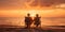 A retired couple enjoying a sunset on a beach, symbolizing peace and relaxation in retirement, concept of Tranquility