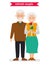 Retired couple. Flat vector cartoon character design.