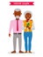 Retired couple. Flat vector cartoon character design. African American family.