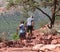 Retired couple hike in mountains