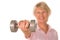 Retired lady lifting weights