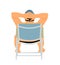 Retired old man on vacation sitting in beach chair, vector illustration. Senior sunbathing. Man enjoy in summer day. Free time.