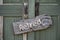 Retired sign on wooden door