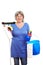 Retired woman with cleaning