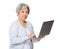Retired woman learn to use laptop