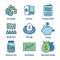 Retirement Account and Savings Icon Set w Mutual Fund, Roth IRA, etc