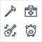 retirement home line icons. linear set. quality vector line set such as piggy bank, guitar, first aid kit