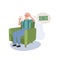 Retirement Money Concerns. Elderly man worried and Stressed About Bills and Financial. Flat vector cartoon illustration