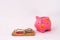 Retirement savings concept with piggy bank and coins