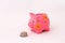 Retirement savings concept with piggy bank and coins