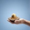 Retirement savings pension golden nest egg in a mans hand