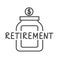 Retirement word and jar with dollar icon