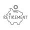 Retirement word and piggy bank icon
