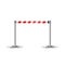 Retractable belt stanchion. Portable ribbon barrier.