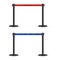 Retractable belt stanchion set. Portable ribbon barrier. Blue and Red fencing tape